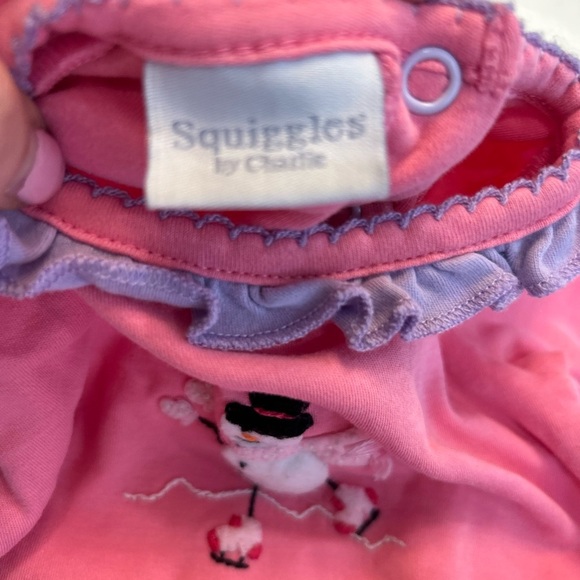 Squiggles by Charlie Pink shirt with Snowman Design - Picture 3 of 4